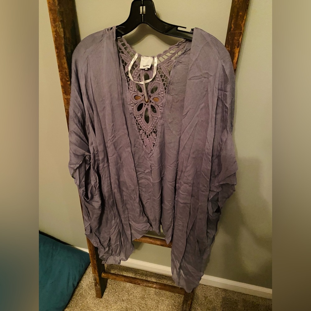 Gray crochet coverup shawl one size